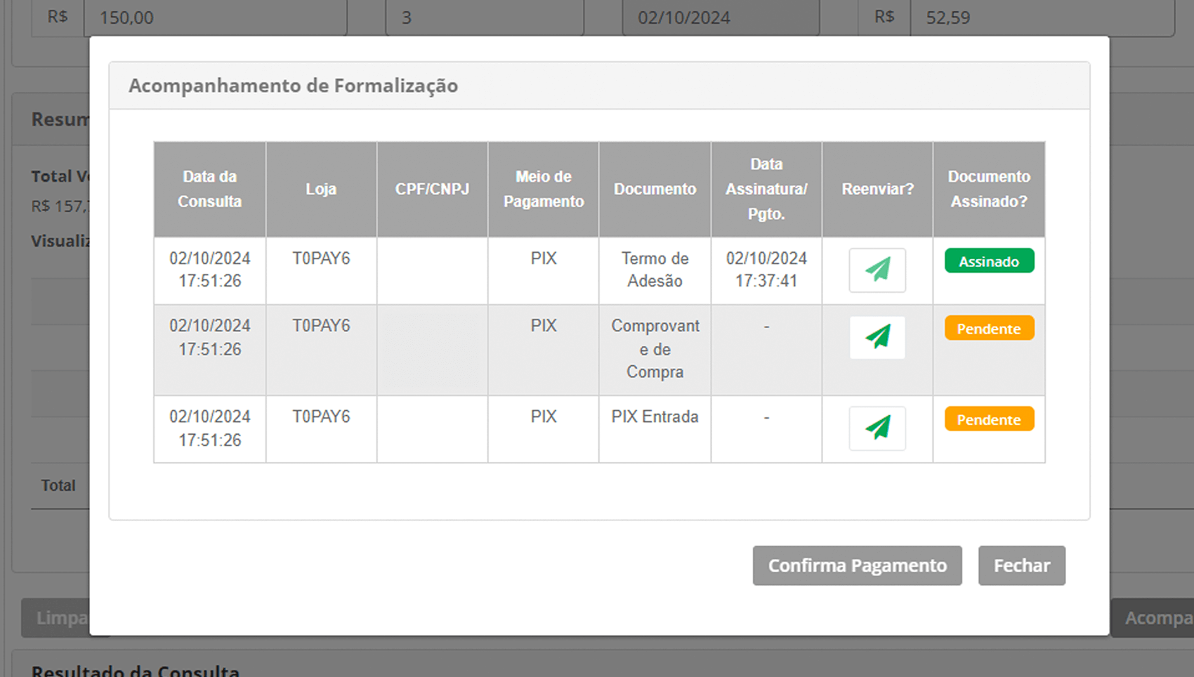 Formalização de Compra com o Pix